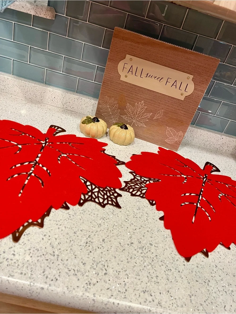 Dark Orange/ Copper Fall Leaf Placemats (2) - Seasonal Home Holiday Decor